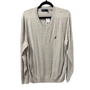 Nautica Mens Navtech V-Neck Sweater Sz Large Grey sweater. NWT